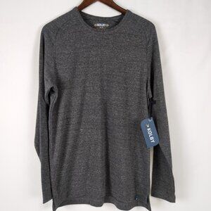 NWT Kolby Men's Gray Heathered Long Sleeve Shirt Hi/Lo Saddle Shoulder, Small